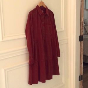 NWOT LOFT corduroy midi tiered dress size M